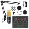 Microfoons Professionele draadloze microfoon Studio Condensor Karaoke Mic V9XPro geluidskaart voor YouTube PC -computertelefoon