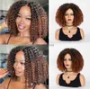 Parrucche sintetiche Wigera Capelli corti ombre Afro parrucca riccia riccia per donne nere signore sintetiche Glueless nero marrone parrucche cosplay usa quotidianamente hkd230818