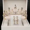 Headpieces luxe prinses bruid kronen voor bruiloft elegante bruids haar sieraden accessoires oorbellen 2 stuks feest vrouwen parels kopstuk