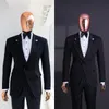 Schwarzer Herren Hochzeitsanzug 2 Teile Schlanke Fit Smokedos gekerbte Revers -Bräutigam -Kleidung für Business Prom Party Anpassung Jacke Hosen