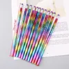 Penne a sfera 12pcs Rainbow Pencil Wood Protezione ambientale Colore brillante Hb Drawing Pennion Matite Scuola Office Scrittura Penna 230817