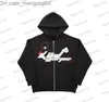Sweats à capuche pour hommes New American Flame Broderie Zipper Hoodie Sweat Femme Vintage Loose Fit Casual Street Style Col Rond Top Z230819