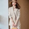 Garnitury damskie Blazery Khaki Suit Płaszcz Spring Jesień Moda Koreańska Kolejna Kurtka Kurtka swobodna biuro damskie Tops 230817