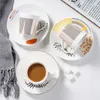 Mugs Mirror Reflection Coffee Cup Plate Luxury Afternoon Tea Set Ceramic Running HorsedeerHummingBird Mug WY80114 230817