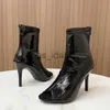 Boots Chaussures de balle de mode en cuir breveté noir Open Back Zipper High Heels Femmes Sandales grandes 43 bottes 2023 Nouveaux talons hauts élégants J230818