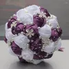 Decorative Flowers Factory Wholesale Customized 5 Piece/lot Bridal Wedding Bouquets Handmade Artificial Bridesmaids W224-4