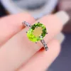 Clusterringe Natural Real Green Peridot Ovaler einfacher Ring pro Schmuck 925 Sterling Silber 8 10 mm 2.5ct Edelstein Fine J22775