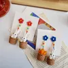 Dangle Earrings Cartoon Ins Style Color Asymmetrical Funny Eating Radish 925 Silver Needle Long Ear Clips Without Holes