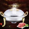 BBQ Grills stainless steel pot set mini holder tempered glass lid gold silver Chafing Dish Buffet pan Food Tray Warmer p230817