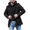 Herrgravrockar Fall Coat Stylish Mid Length Windproof Casual Streetwear Jacket med Lapel -knappdekor för våren