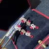 Dangle Küpeler Kadın Gümüş 925 Ear Stud Fire Ruby Doğal Düğün Taş Sterling Sertifikalı Takı