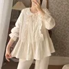 Women's Sleepwear Unikiwi Women Princess Turndown Collar Pajama Set Cotton Embroidery Lace Tops Pants.Vintage Lady Pyjamas Nightwear