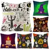 Oreiller couverture d'Halloween Cartoon Pumpkin imprimé 45 Sofa Seat lin coton carré oreillers décoratifs