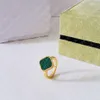 High Quality Designer Rings 4/ Four Leaf Clover Rings Fashion Women's Rings Mother of Pearl Rings Size 5-9