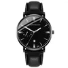 Armbandsur mode minimalistiska klockor runda urtavla klocka silikon rem elegant klocka mekanisk armbandsur relogio masculino