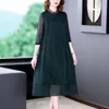 Casual Dresses 2023 Fashion Silk Embroidery Dress Women's Summer Improved Qipao Loose Fit Leisure Vacation Party Vestidos