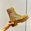 Veterschoenen zwart bruin suède Martin enkellaarzen leer ronde neus platform hakken ridderlaarzen voor meisjes dames luxe designer mode laarsjes 5cm