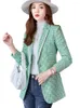Damenanzüge Damen formelle Geschäftsarbeit tragen Blazer Coat Plaid Frauen Büro Tops Frauen Langarm Single Button Jacke Herbst Winter