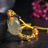 Strand Crystal Natural Topaz Armband Woven Hand Ornament Buddhist Beads String smycken för män och kvinnor par