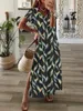 T-shirts de femmes Spaghetti Spaghetti Longue robe Femme Summer Floral V Neck Hollow Out Boho Maxi Robes Casual Beach Party Party Vestidos