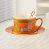 Muggar keramiska kaffekoppar Set Creative Simple Home Office Afternoon Flower Tea With Tray Drinking Gift 230818