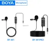 Microphones Boya BY-M1/M1 Pro 3,5mm TRRS Lavalier Wired Microphone för iPhone-smartphones Nikon DSLR-kameror Talande Vocal Audio 6M HKD230818