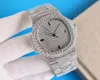 Assista de luxo Automático Mechanical Hip Hop Iced Out Diamond Watches for Men/Women Windic Winding Diamond Dial Watches-Sliver