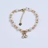Braccialetti Link Fashion Design ciliegia Bracciale Bracciale Rosa bianco 6-6,5 mm Gioielli perle
