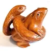 Dekorativa figurer Y8546: 2 "Hand snidad boxwood Netsuke -figur snidning - orm och groda