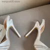 Zapatos de vestir diamantes de imitación de lujo para mujeres satinadas de las mujeres elegantes puntas puntiagudos puntiagudos de punta de los pies delgados tacones altos altos de la primavera del verano zapatos de fiesta de la boda t230818