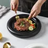 Platen creativiteit cirkel banden keramische Noordse moderne matte biefstuk pasta dinerbord salade schotel middag dessertgerechten