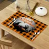 Tafelmatten Halloween Fall Pumpkin Prinetd Placemats Spooky Ghost Kitchen Mat Warmtebestendig gemakkelijk te schone eetgelegenheid