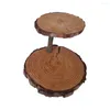 Zestawy naczyń stojowych stojak na ciasto bufet talerz talerz owocowych pionowa botaniczna rustykalna półka naczynia stojak na uchwyt kwiatowy wystrój impreza drewna p9s4