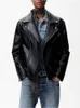 Men's Jackets Mens PU Leather Motorcycle Jacket Punk Style Multi Zipper Faux Coat Windproof Overcoat Men
