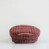 Berets Autumn/winter Navy Cap Embroidered Small Thousand-bird Plaid Woolen Tweed Lady's Hat