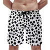 Мужские шорты Dalmatian Print Gym Black Spots Casual Beach Man Графическая спортивная одежда быстро сухую сухой бочонки подарок на день рождения