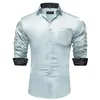 Chemises décontractées pour hommes Shirt de smoking en satin doux élégant couleurs contrastées robes sociale à manches longues pour hommes vêtements de luxe de luxe