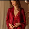 Abbigliamento da donna Donno Deep v Temptazione in pizzo Lingerie Home Nightgown Sexy Desire Pure Desire Bride Wedding Set