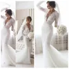 Romantyczna syrena koronkowa sukienka ślubna 2023 Sheer Secion Sheer Scyk Slim White Country Rustic Bride sukienka Low Backless Chicka szata Mariee femme vestido de noiva