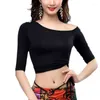 Stage Wear Belly Dance Bandage Front Cross Top Costume Daily Practice Clothes Slim Blouse For Female Bellydancing Exotic Dancewear