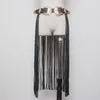 Belts Fantastic Long Fringe Black Designer For Women Faux Leather Tassels Double Gold Pin Buckle Belt Spot On Trendy