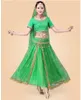 Stage Wear 2023 Sari Dancewear Women Belly Dance Clothing Set kostuums Bollywood -jurk (topgordel rok Veil -kopstuk)