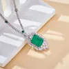 Hangende kettingen Designer Collection Style High-End Women Lady Inlay Green Cubic Zirkon Silver Color Detachable Chain Necklace