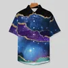 Men's Casual Shirts Purple Teal Gold Marble Blouses Man Elegant Galaxy Print Hawaii Short-Sleeve Streetwear Oversize Vacation Shirt