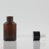 Opslagflessen 30 ml 20 stks Amber Glass Essentiële oliefles met (aluminium ring Wit/zwart rubber) Drupperkapcontainer