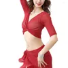 Scene Wear Belly Dance Tops Women V Neck Mesh Half Sleeve Shawl Shawl Shawl Bolero Shirt Cardigan Training Performance Dancewear Costume