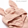 Serviettes Peignoirs Serviette de bain à capuche pour bébé Serviette de bain à capuche sans manches Serviette de bain en gaze de coton 4 couches super douce et à séchage rapide Z230819