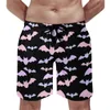 Shorts masculinos tacos negros morcegos espalhados Funny Swim Turnks