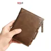 Wallets 2023 Anti Theft Brush Card Insert Men's Short Leather Wallet PU Multi Zipper Clip Bag