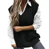 Women's Sweaters Ladies College Style Knitted Sleeveless Vest V Neck Retro Sweater Woman Wool Long Coat Cardigan Extra